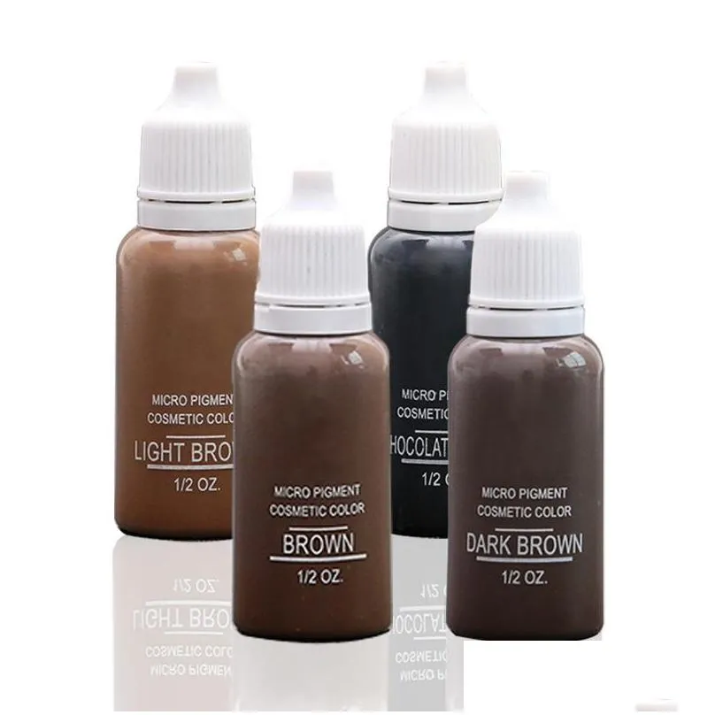 Tattoo Inks New 4 Colors Usa Brow Microblading Pigments Inks Dark Light Brown For Eyebrows Permanent Makeup Basic Eyebrow Dye Tattooin Dhyta