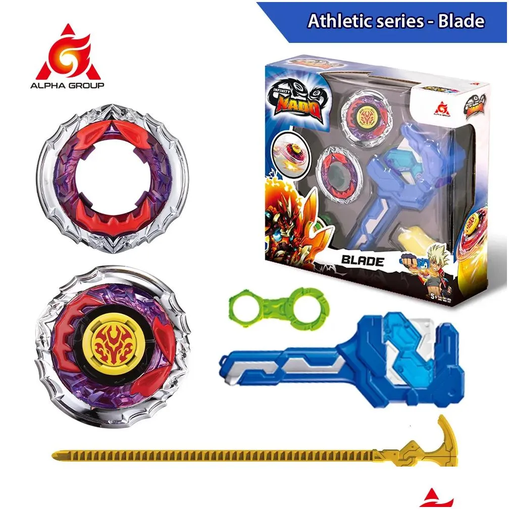 4D Beyblades Infinity Nado 3 Athletic Series-Super Whisker Spinning Top Gyro With Interchangeable Stunt Tip Metal Ring Launcher Kid T Dhxlt