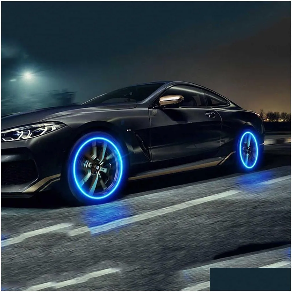 Decorative Lights New 4 Pcs Wheel Lights Cap Car Tire Tyre Air Vae Stem Led Light Er Accessories For Bike Motorcycle Waterproo Drop De Dhosy