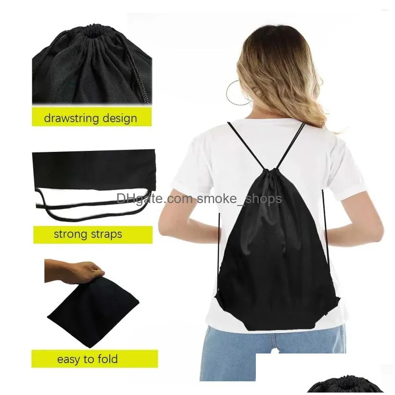 Storage Bags 12 Colors Dstring Backpack Sack Pack Cinch Tote Sport Polyester Bag Drop Delivery Home Garden Housekee Organization Dhemn