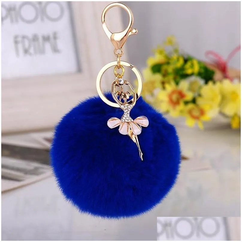 Key Rings New Cute Ballerina Keychains With Rhinestone Ballet P Ball Keyrings For Gifts Charm Key Chain Ring Jewelry 6Pcs/Lot Drop De Dhuqb