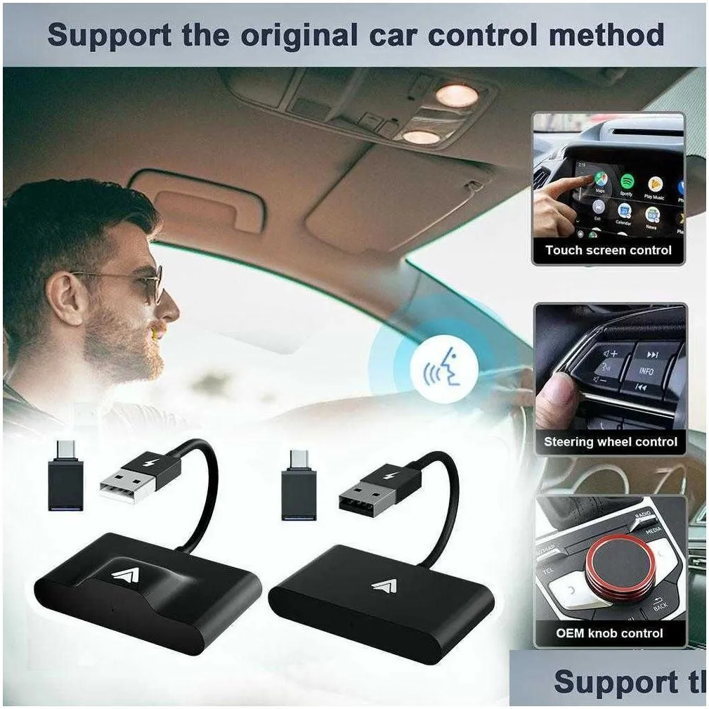 Car Other Auto Electronics New Wired Wireless Dongle Mirror For Modify Android Sn Smart Link 14 15 Plug Play Non Inductive Connection Dhzc5