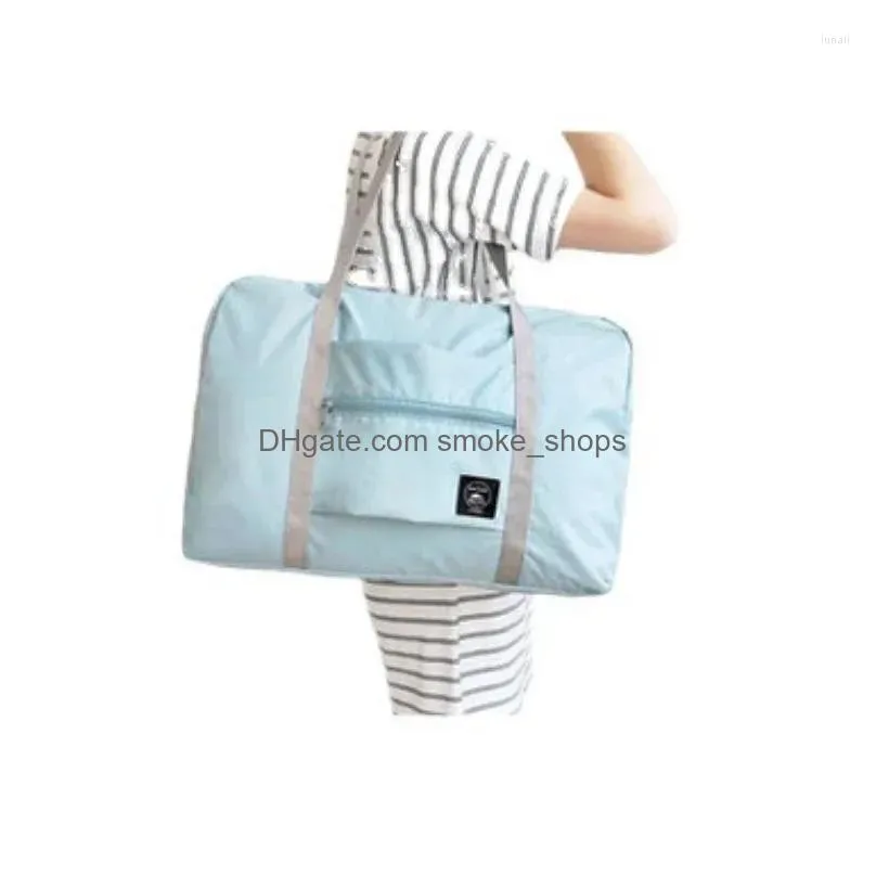 Storage Bags Travel Womens Stock Nylon Foldable Portable Handbags Waterproof Lage Tote Organizer For Clothing Drop Delivery Home Gar Dh2Ju