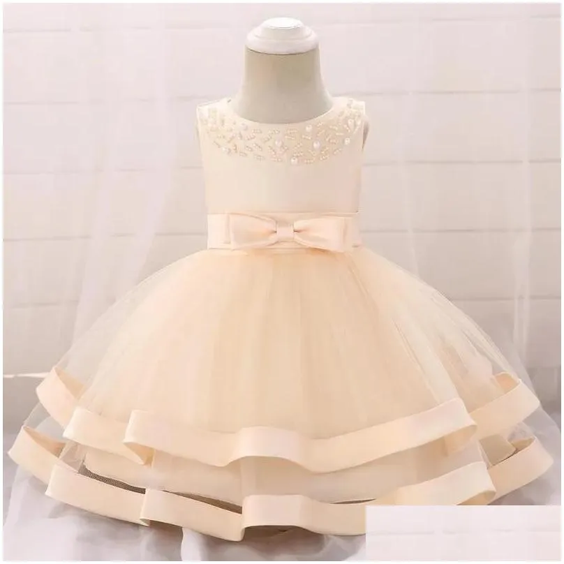 Girl`S Dresses Girl Dresses 2022 Baby Costume Born Girls Dress Flower Princess Clothes Fluffy First Communion Baptism Vestido Clothing Dhmzk