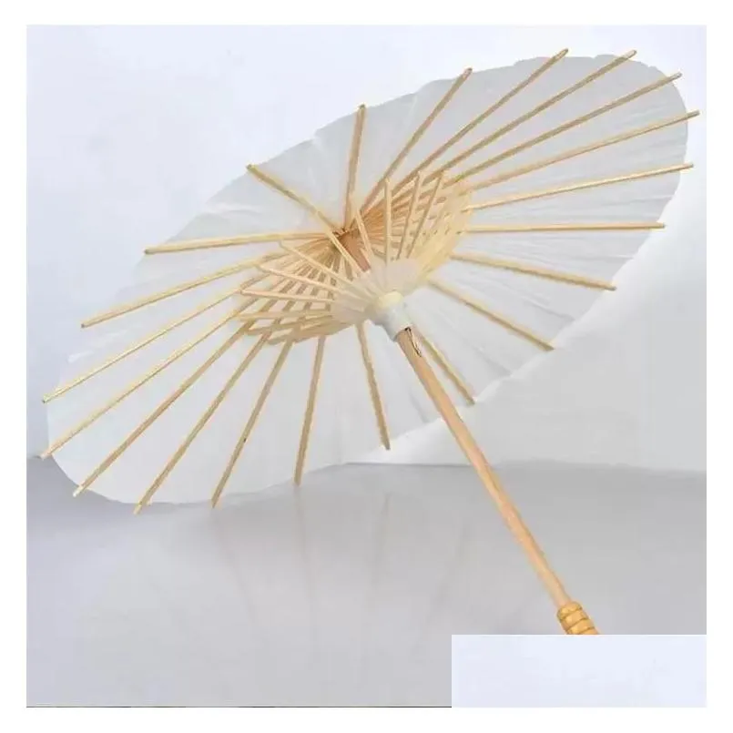 Umbrellas Bridal Wedding Parasols White Paper Umbrellas Beauty Items Chinese Mini Craft Umbrella Diameter 60Cm Drop Delivery Home Gard Dhg7F