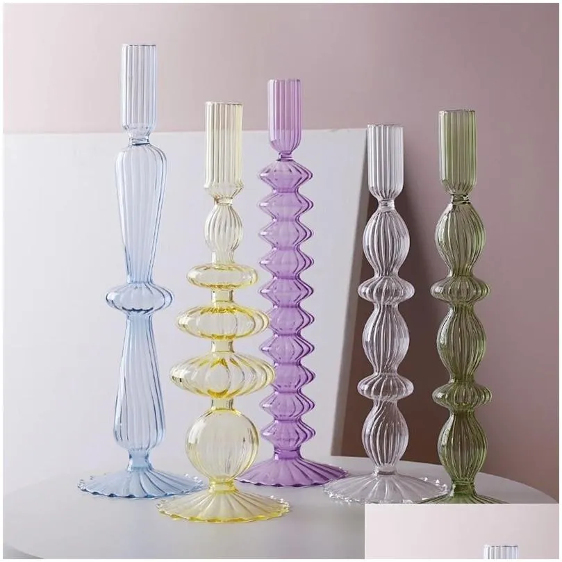 Candle Holders Glass Holder Nordic Decor Taper Sticks For Home Wedding Room Decoration Party Vase Table Bookshelf 221108 Drop Deliver Dhhpx