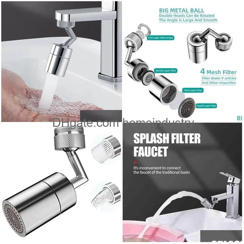 Kitchen Faucets Yefui 720 Rotatable Splash Filter Faucet Wash Basin Tap Extender Adapter For Kitchen Bathroom Spray Head 211029 Drop D Dhqyv
