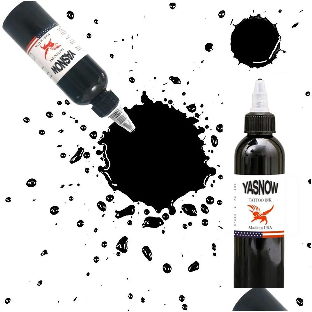 Tattoo Inks Yasnow 30/60/120/230 Ml Black Tattoo Ink Pigment Body Art Kits Professional Beauty Paints Makeup Supplies Drop Delivery He Dhbaz