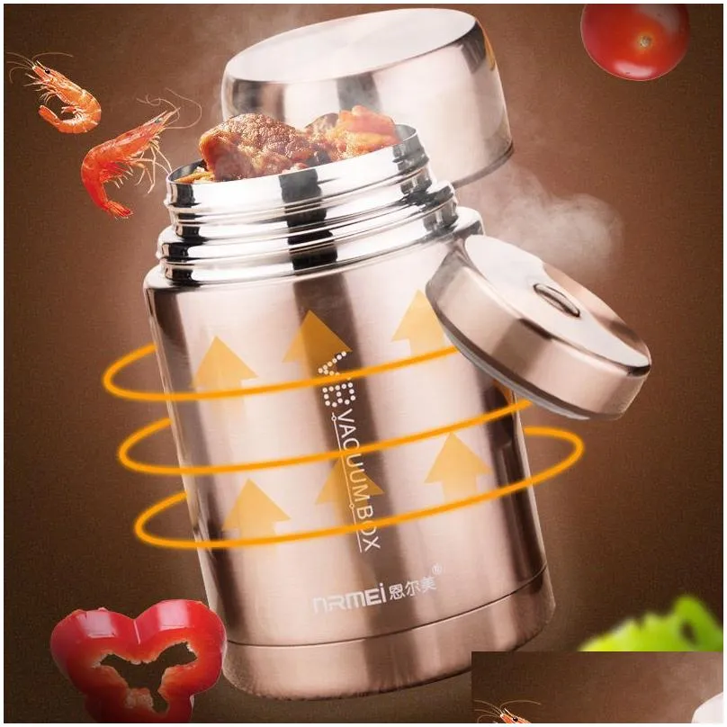 Lunch Boxes Food Thermal Jar Soup Gruel 316 Stainless Steel Vacuum Box Office Insated Thermos Containers Spoon Bag 6008001000Ml Drop Dhutt