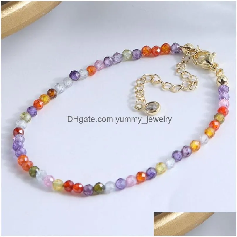 Chain Candy Color Zircon Beaded Bracelet Women Girls Fashion Jewelry Small Beads Adjustable Bracelets Bangle Cuff Drop Delivery Jewel Dhqda