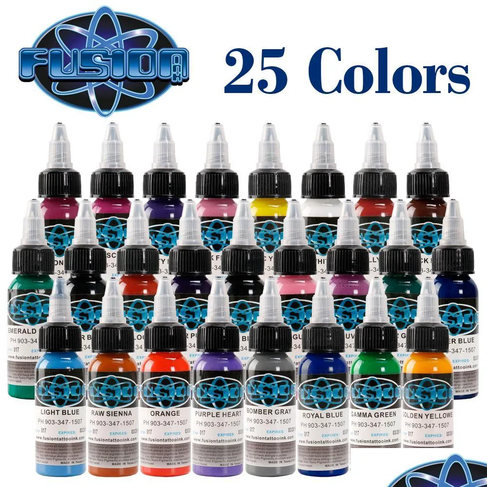 Tattoo Inks New High Quality Tattoo Pigments Fusion Ink 25 Color 1 Oz 30 Drop Delivery Health Beauty Tattoos Body Art Dhclo