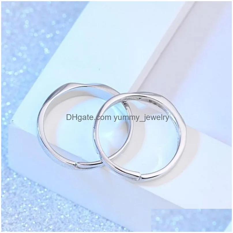 Band Rings Open Adjustable Band Rings Engagement Wedding Sier Diamond Couple Ring For Women Men Fashion Jewelry Will And Drop Deliver Dhjur