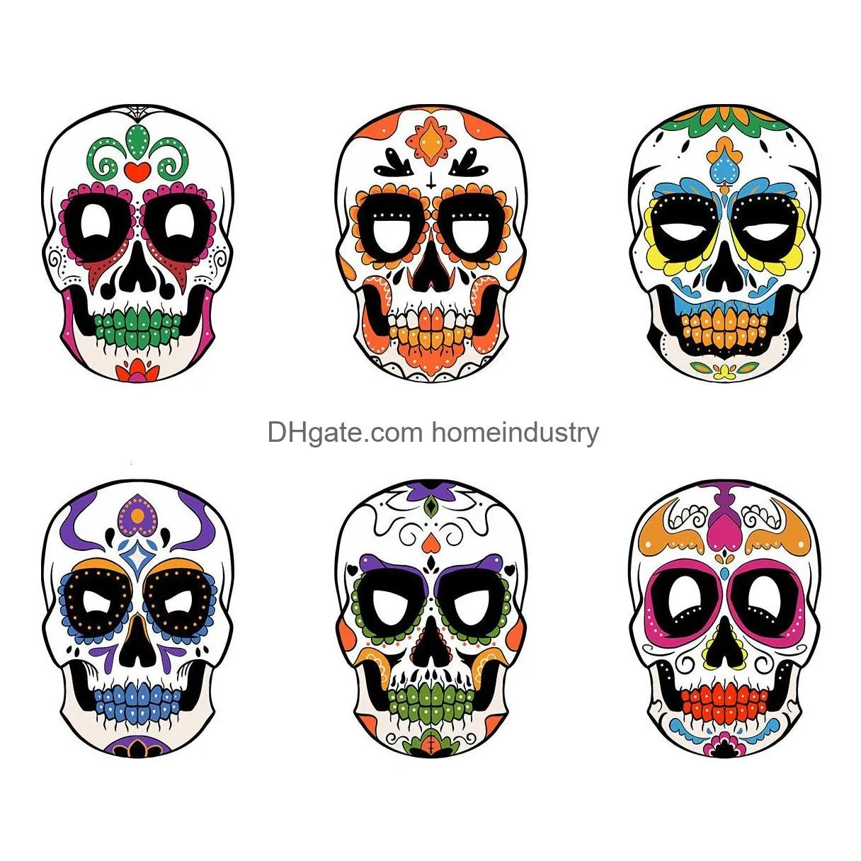 Party Masks 6Pcs Day Of The Dead Sugar Skl Mask Halloween Masquerade For Cosplay Mexican Costume Supplies 230721 Drop Delivery Dhv2W