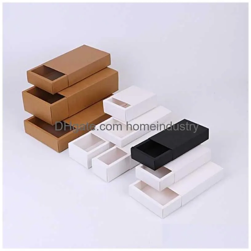 Gift Wrap 10Pcs/20Pcs Black And White Kraft Paper Gift Der Carton Used For Wedding Wrap Sliding Er Box 210724 Drop Delivery Home Garde Dhy4R