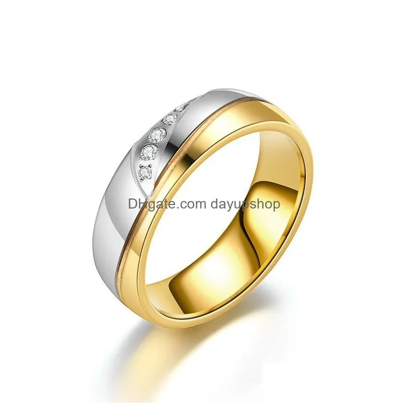 Band Rings Update Contrast Color Gold Diamond Ring Band Cross Grain Rings Women Mens Fashion Jewelry Drop Delivery Jewelry Ring Dhnsx