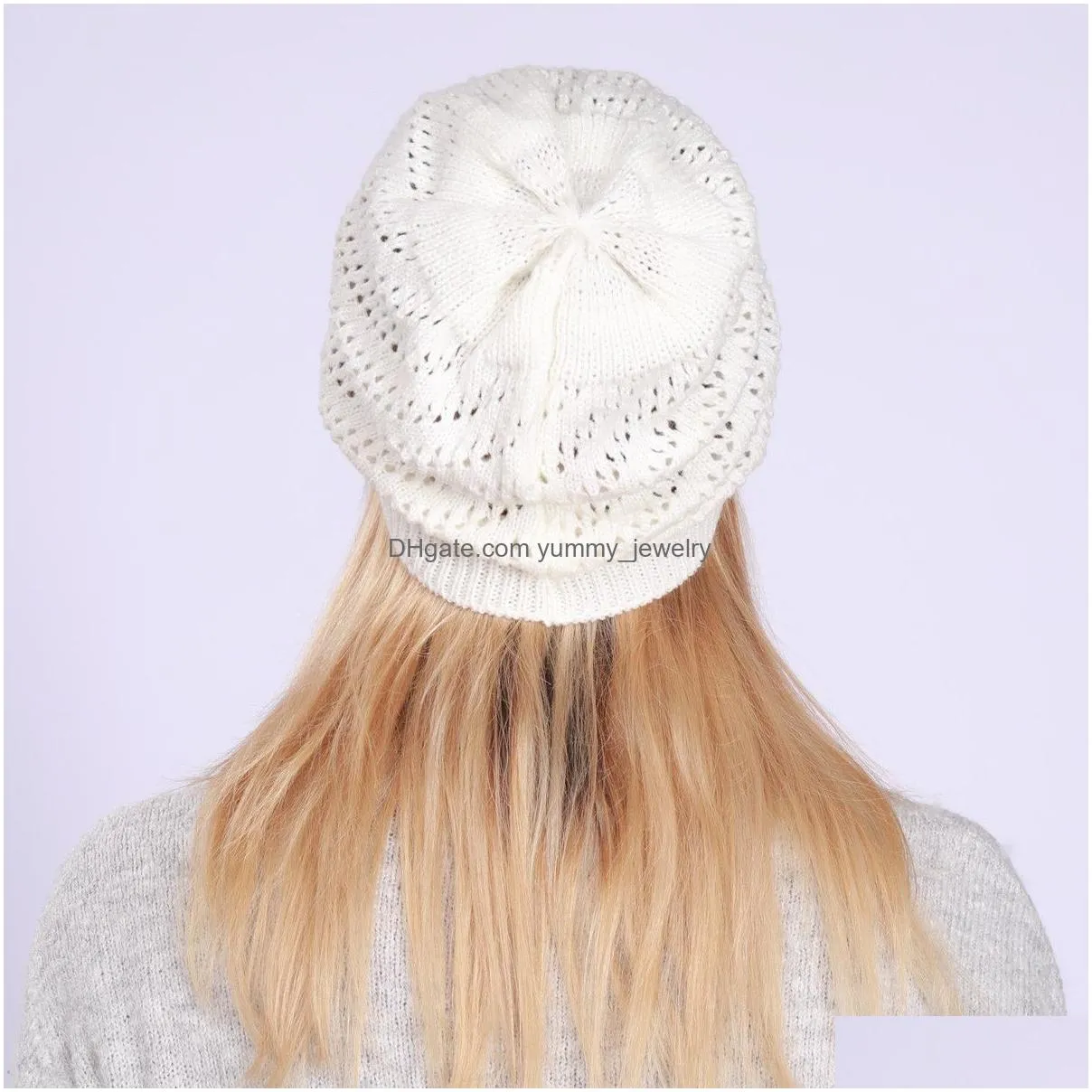 Beanie/Skull Caps Thin Hollowed Out Plover Hat Women Knitted Warm Beanie Skl Caps Fashion Accessories Drop Delivery Fashion Accessorie Dhxgy