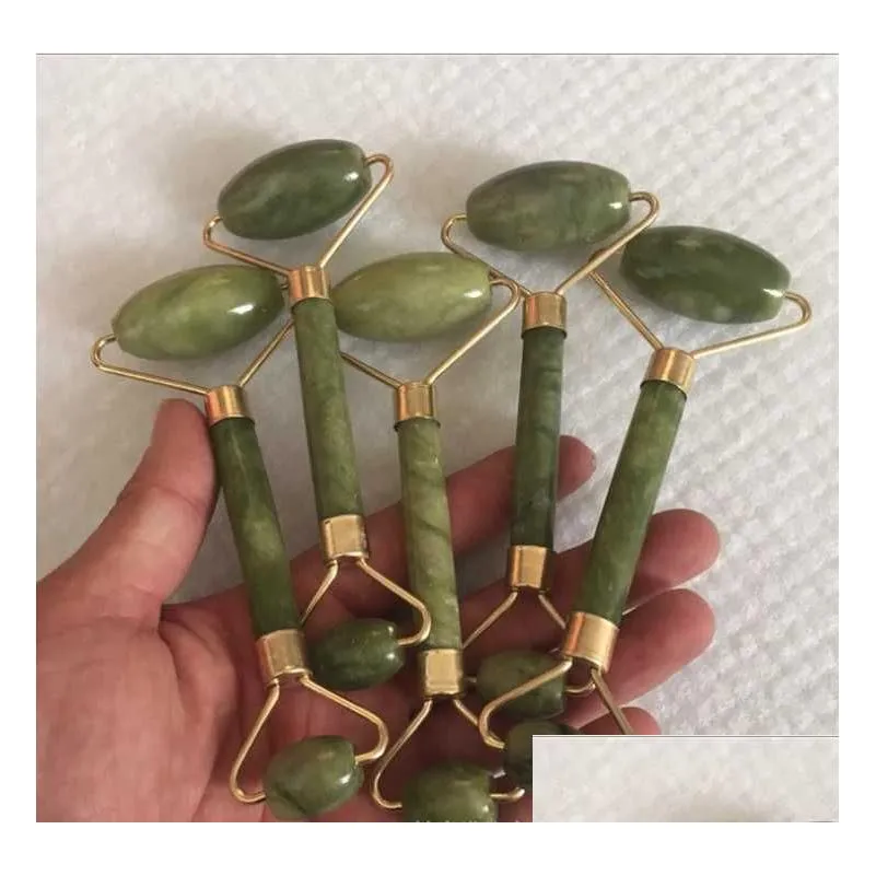 Massage Stones & Rocks Drop Ship Epack Facial Mas Jade Roller Double Heads Stone Face Lift Hands Body Skin Relaxation Slimming Health Dhefy