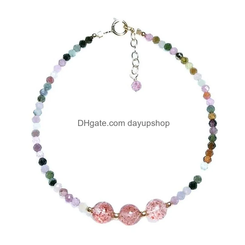 Chain Crystal Stberry Stone Bracelet Fashion Jewelry Colorf Tourmaline Quartz Bracelets Women Gift Drop Delivery Jewelry Bracelets Dhden