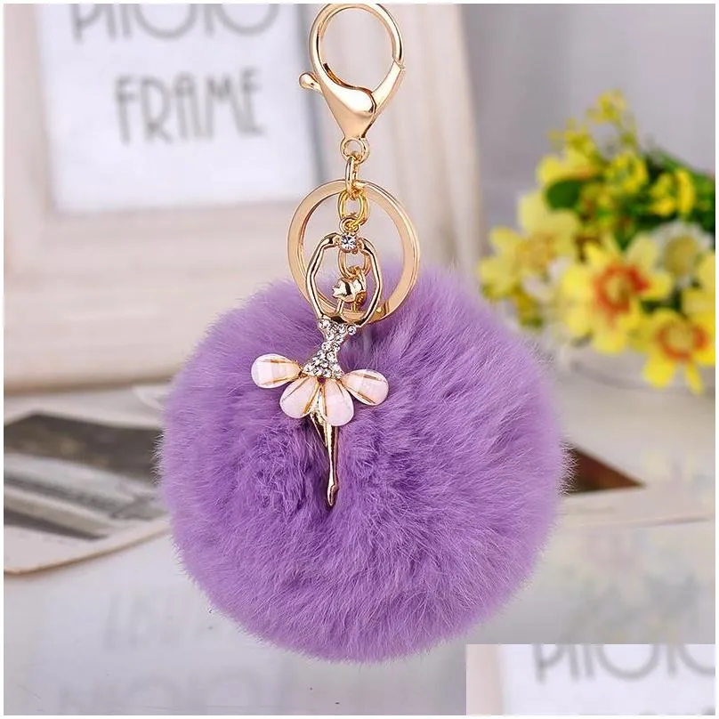 Key Rings New Cute Ballerina Keychains With Rhinestone Ballet P Ball Keyrings For Gifts Charm Key Chain Ring Jewelry 6Pcs/Lot Drop De Dhuqb