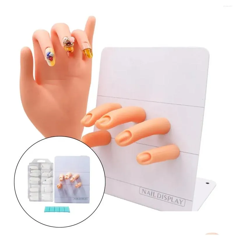 Nail Art Kits Training Tool Sile Reusable Hand Display For Drop Delivery Dhpnz