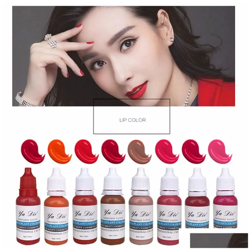 Tattoo Inks 16 Colors Permanent Makeup Micro Pigments Set Tattoo Ink Cosmetic 15Ml Kit For Eyebrow Lip Make Up Drop Delivery Health Be Dhqu3