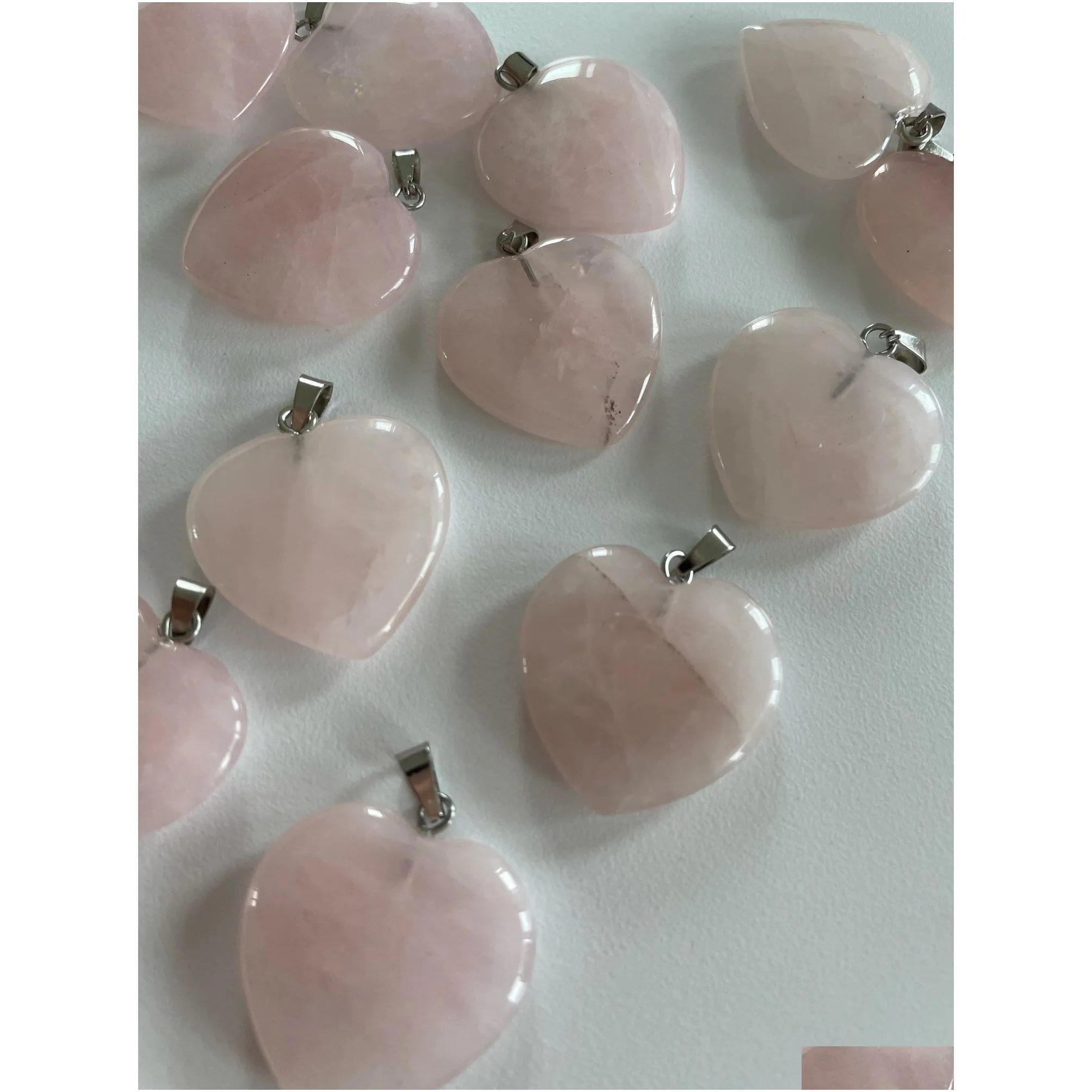 Charms Rose Quartz Heart Natural Stone Charms Chakra Healing Pendant Diy Necklace Earrings Jewelry Making Drop Delivery Jewelry Jewelr Dhmvj