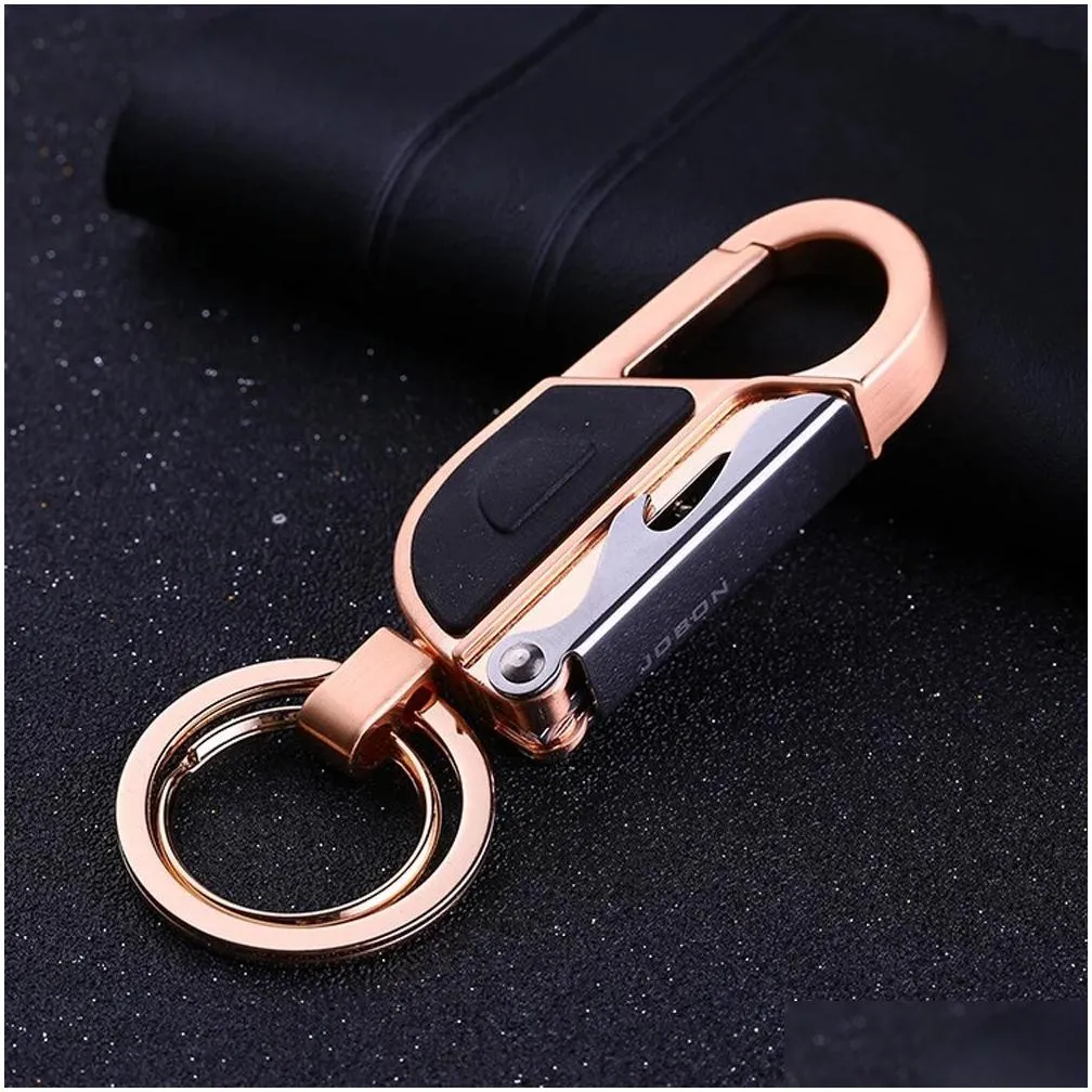 Emergency Lights Brelong Mti-Function Creative Wine Bottle Opener Metal Keychain Flashlight For Alcohol Emergency Lighting Gold / Drop Dh32L