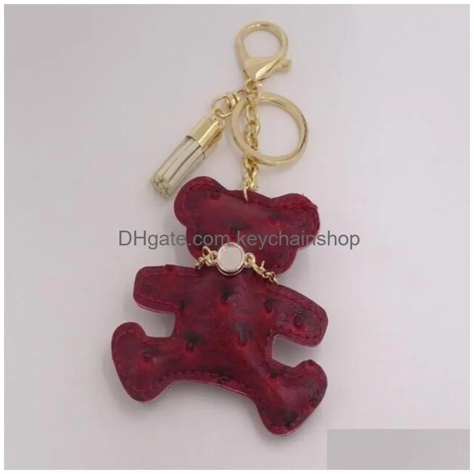 Keychains & Lanyards Delicate Orange Cute Novelty Car Keychain Jewelry Bag Accessories Charm Leather Bear Key Ring Holder Keyfob Jewe Dhgrm
