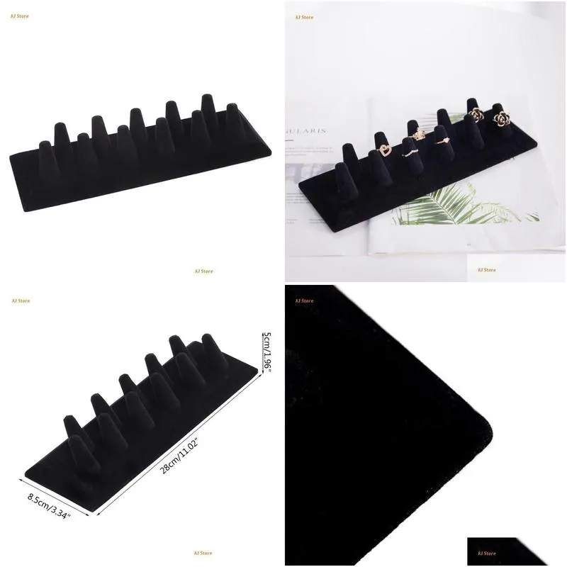 Jewelry Pouches, Bags Jewelry Pouches Bags J78F Black Cute Finger Tip Mountail Ring Display Holder Resin Storage Organizer Stand Showc Dhbav