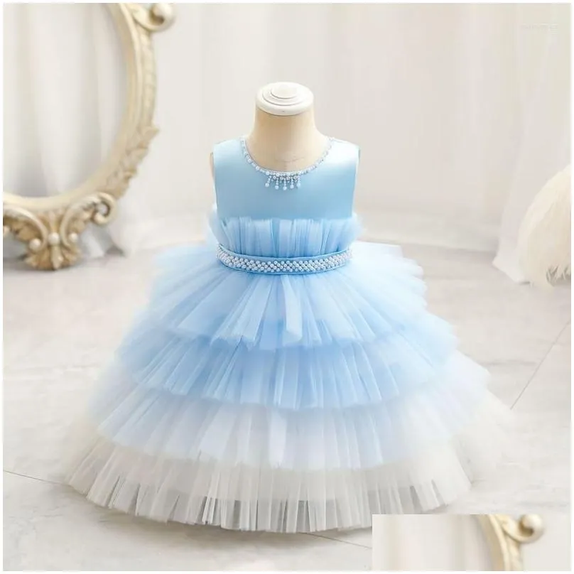 Girl`S Dresses Girl Dresses Baby Dress 1 Year Birthday Mesh Cake Layers Gown For Kids Children Wedding Evening Formal Party Gauze 1-4T Dhgeu