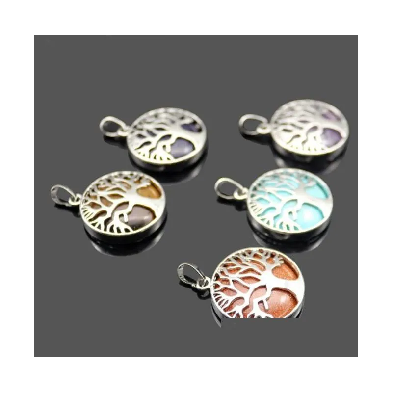 Pendant Necklaces Jln Gems Pattern Pendants Natural Lazi Stone Turquoise Lapis Reiki Jewelry For Drop Delivery Jewelry Necklaces Penda Dhqp3