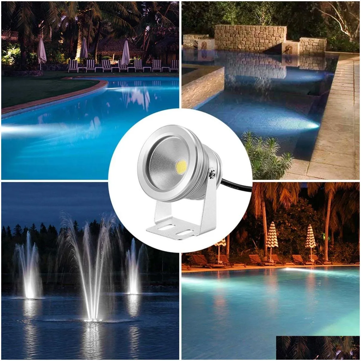 Underwater Lights Brelong Led Underwater Light 12V 10W Rgb Floodlight Color Changing Pool Diving Fountain Fish Tank 1 Pc Drop Delivery Dhrie