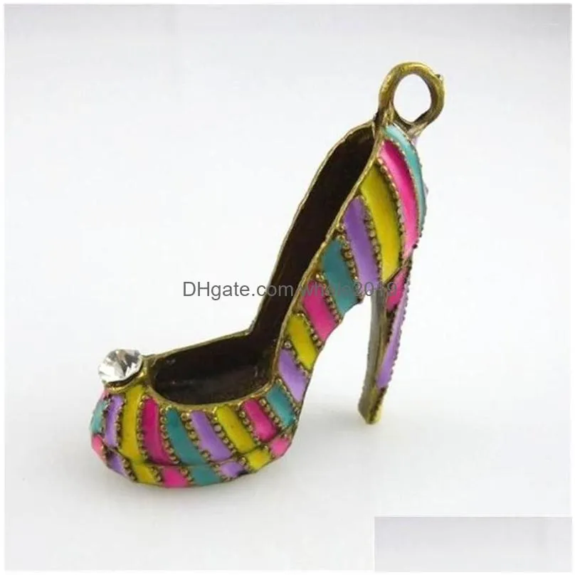 Charms 1Pc Mutilcolor Enamel Cubic High Heel Shoes Charm Diy Metal Bracelet Necklace Jewelry Findings Drop Delivery Dhu6P