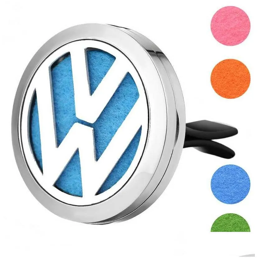 Air Freshener Drop Ship Car Vent Clip Air Freshener  Oil Diffuser 316L Steel Locket 10Pads Drop Delivery Health Beauty Fragra Dhffq