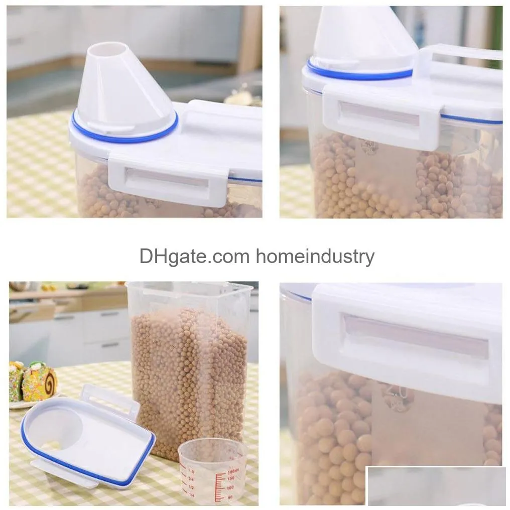 Storage Bottles & Jars 2L Plastic Cereal Dispenser Storage Food Grain Rice Container Nice Transparent Kitchen Box Flour New 503 201022 Dhygf