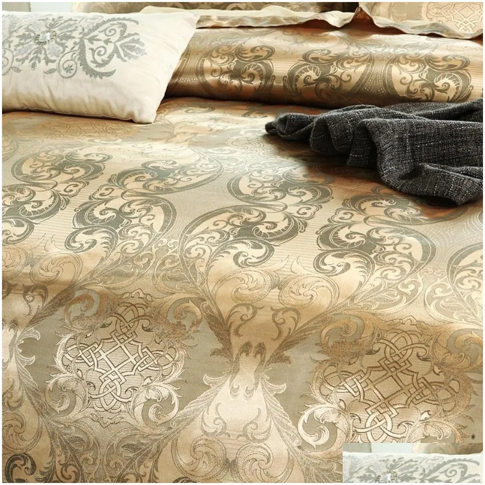 Bedding Sets Luxury Jacquard Set King Size Duvet Er Quilt Queen Comforter Bed Gold High Quality For Adts Drop Delivery Dhw3L