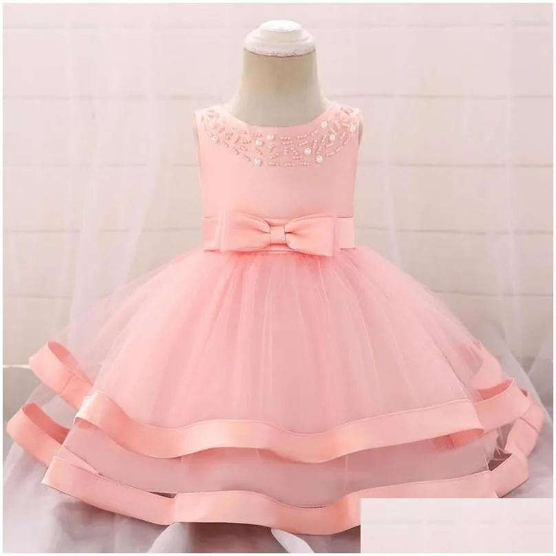Girl`S Dresses Girl Dresses 2022 Baby Costume Born Girls Dress Flower Princess Clothes Fluffy First Communion Baptism Vestido Clothing Dhmzk