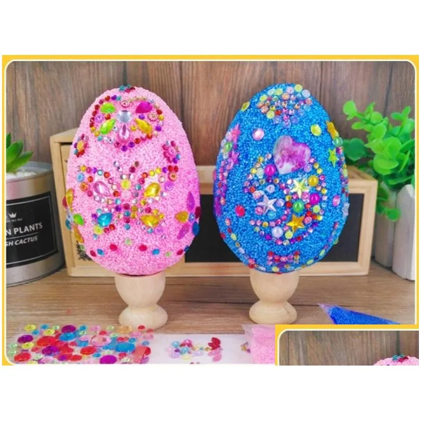 Novelty Games 1Pcs Easter Egg Decorating Kit Handmade Materials Diy Toys Novelty Creative Painting Paste Crafts For Kids Toy Girl Huev Dhx2C