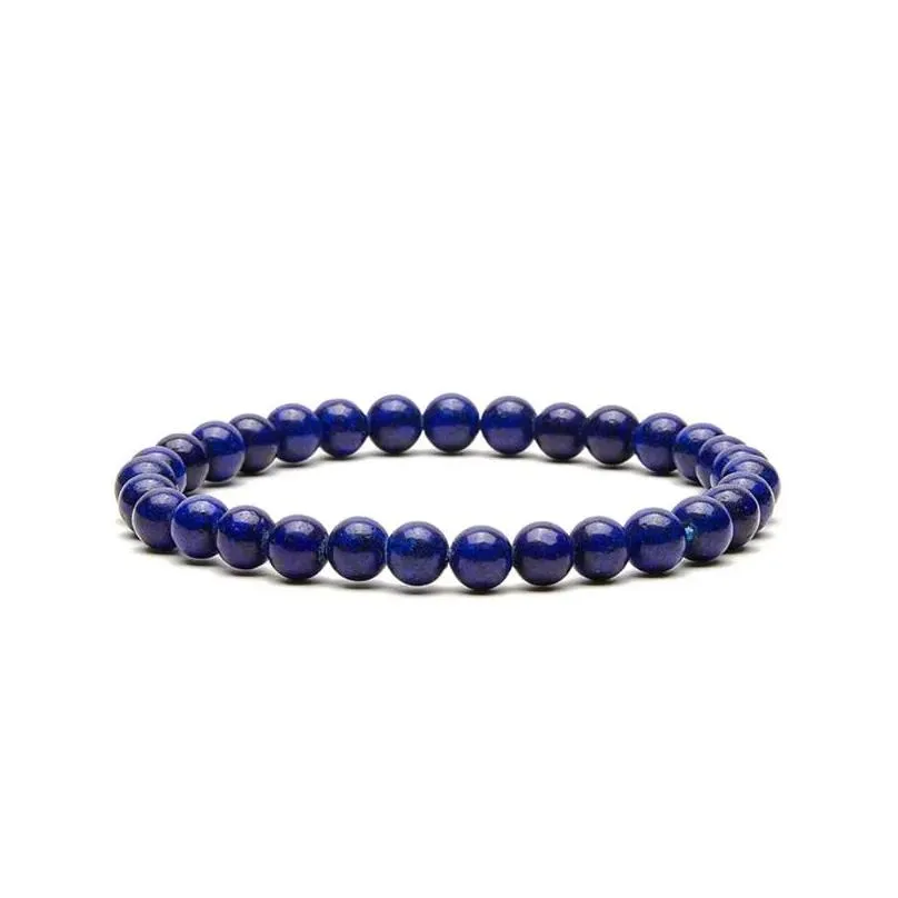 Beaded Strand Natural Amethyst Tiger Eye Stone Bracelet For Women Men 6Mm Beads Elastic Charm Healing Reiki Yoga Meditation Jewelry D Dhtsp