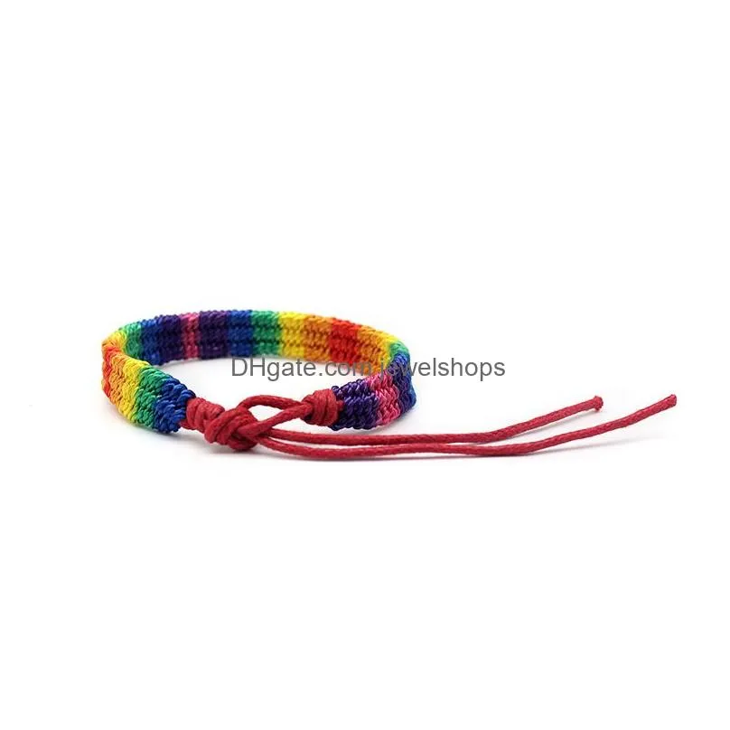 Charm Bracelets Rainbow Lgbt Pride Charm Bracelet Handmade Braided Friendship String For Gay Lesbian Lgbtq Wristband Jewelry Drop Del Dhohp