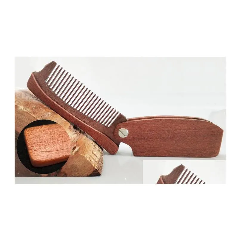 professional beard comb greenred sandalwood folding beard grooming tools comb men women wooden hair brushes1983252