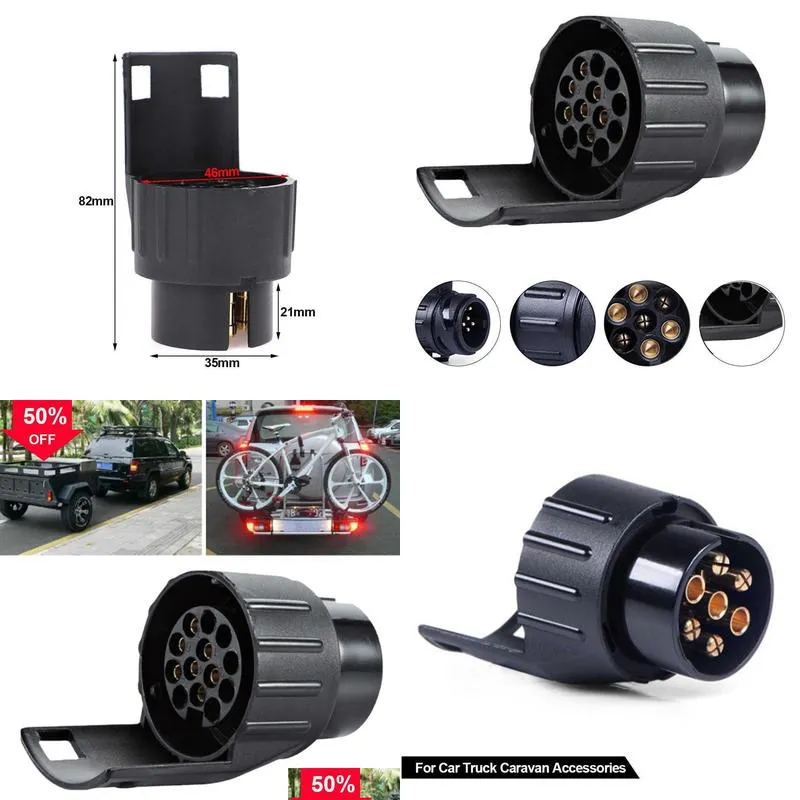 Other Interior Accessories New 7 Pin To 13 Plug Adapter Trailer Connector 12V Towbar Towing Waterproof Plugs Socket Car Truck Caravan Dhgh5