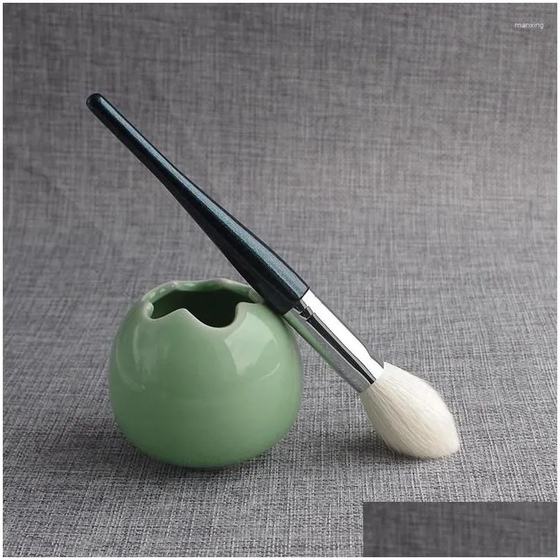 Makeup Brushes A02 Professional Handmade Make Up Brush Large Flat Round Face Powder B Soft Saikoho Goat Hair Drop Delivery Dhdw1