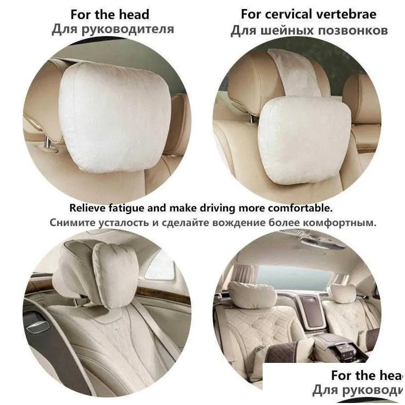 Seat Cushions New Top Quality Car Headrest Neck Support Seat / Design S Class Soft Adjustable Pillow Rest Cushion Drop Delivery Automo Dh0Z1