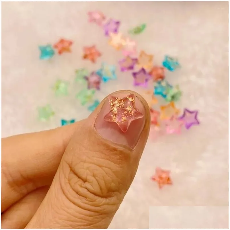 Nail Art Decorations 50Pcs Cute Resin Mini Colorf Sparkling Star Flatback Cabochon Ornament Jewelry Making Manicure Wear Accessories Dhgq0