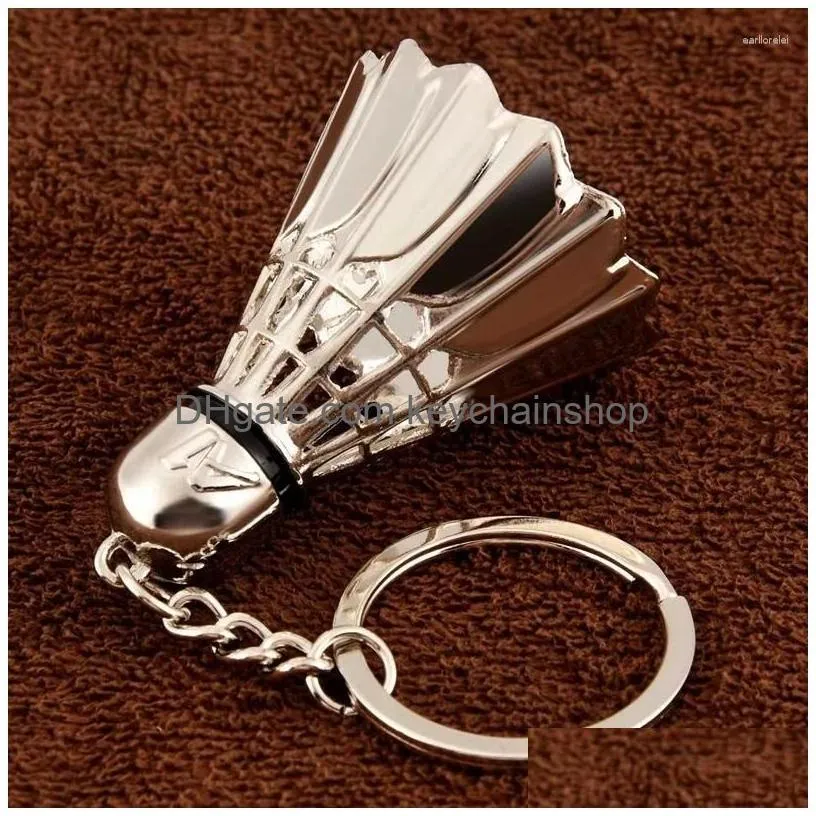 Keychains & Lanyards Keychains Creative Metal Badminton Key Chain Three-Nsional Tournament Souvenir Pendant Sports Cute Drop Delivery Dhevu