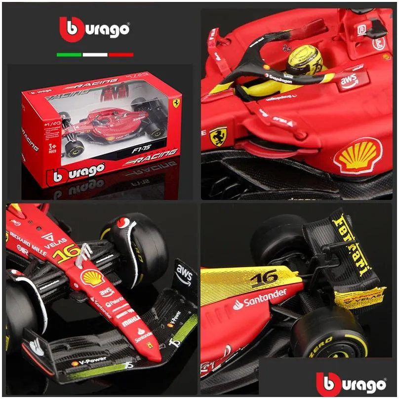 Diecast Model Cars Diecast Model Bburago 1 43 Scuderia Anniversary 16 55 Leclerc Sainz Alloy Luxury Vehicle Toy Gift 230625 Drop Deliv Dh4O2