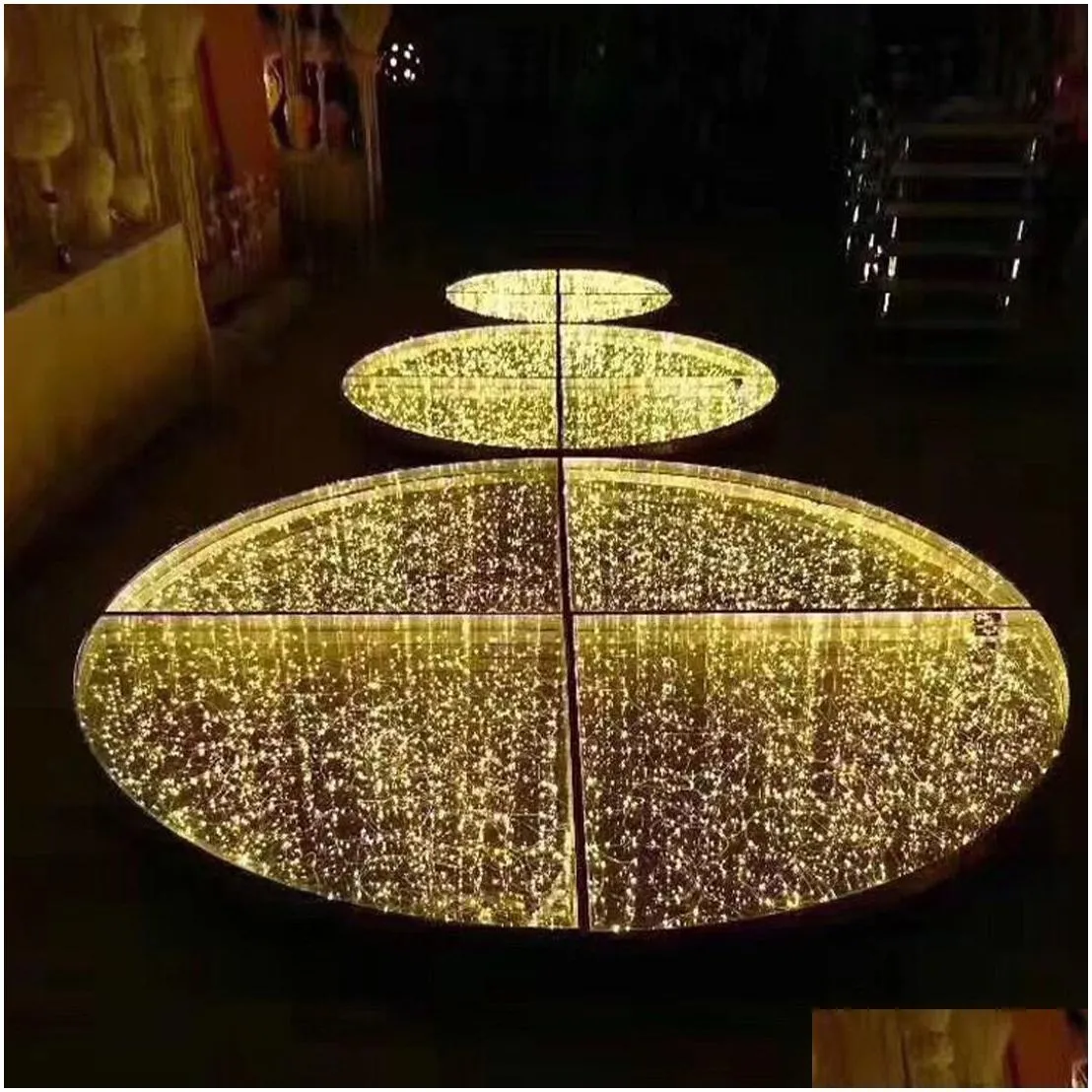 Led Dance Floor Mirror Led Golden Dance Floor Tempered Glass 3D Panel Sd/Pc Control Wire Connect Light Up Flooring Tile For Disco Dj P Dhgok