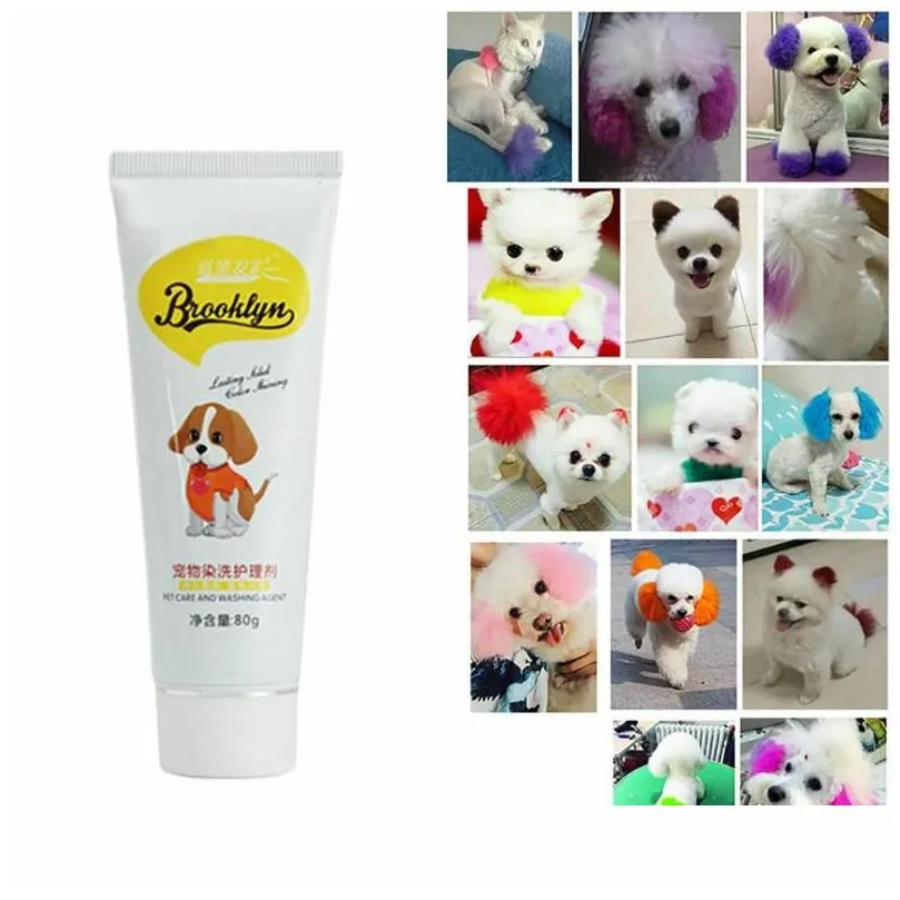 Dog Apparel 80G Pet Hair Color Dye Coloring Dyeing Harmless Natural Agent Safe Drop Delivery Dhgyc