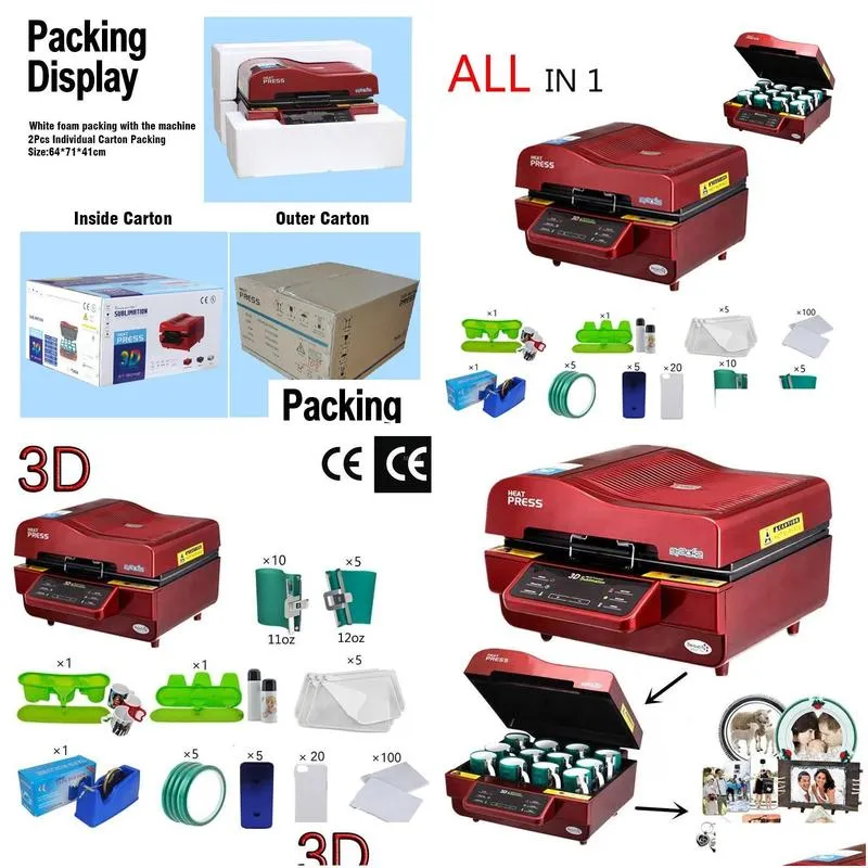 Printers St-3042 3D Sublimation Heat Press Printer Vacuum Hine For Cases Mugs Plates Glasses1 Drop Delivery Dhcib